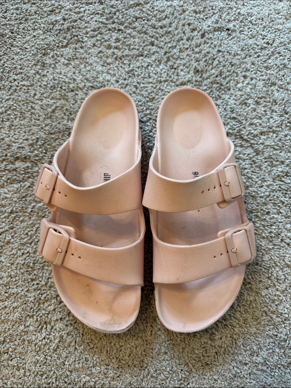 Birkenstock Dual Buckle Slides in Light Pink